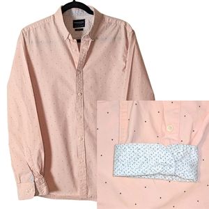 Denim & Flower Salmon Pink Long Sleeve Button Down Shirt - Size M Slim F…